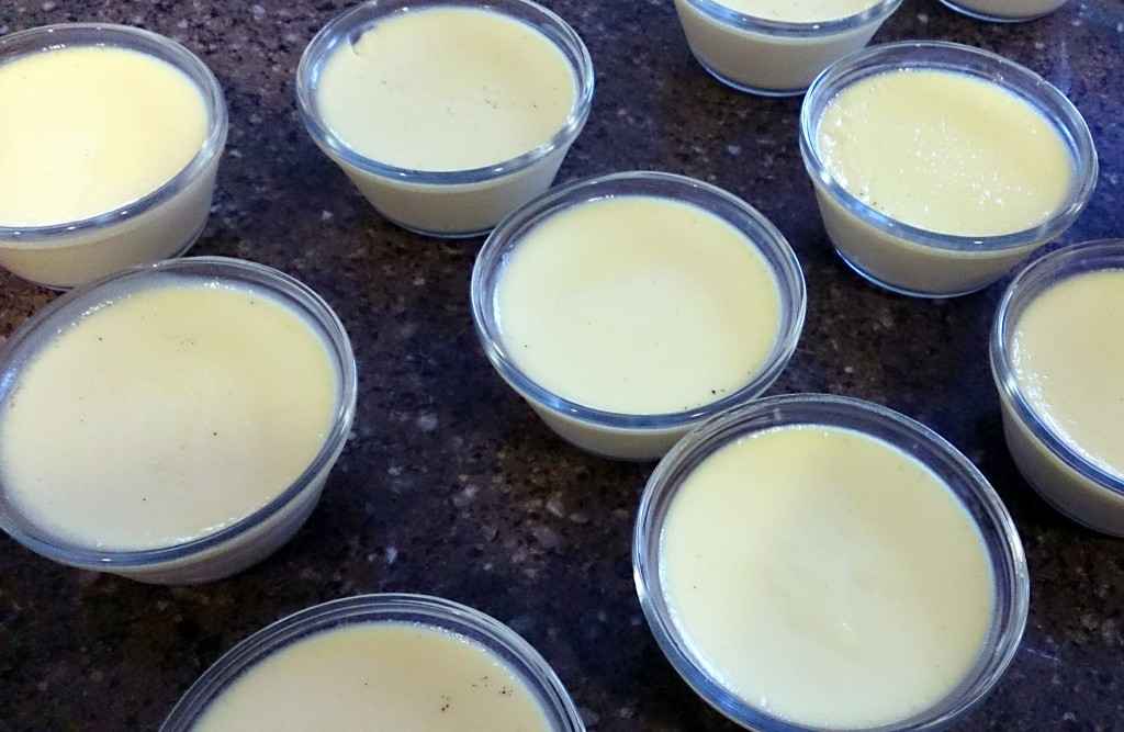 The creme brulee before the tops are sugared and torched.